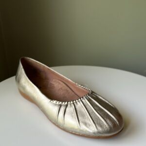 Abeo Taylin Metallic Gold Leather Ballet Shoes Comfort Walking Slip On Size 7.5N
